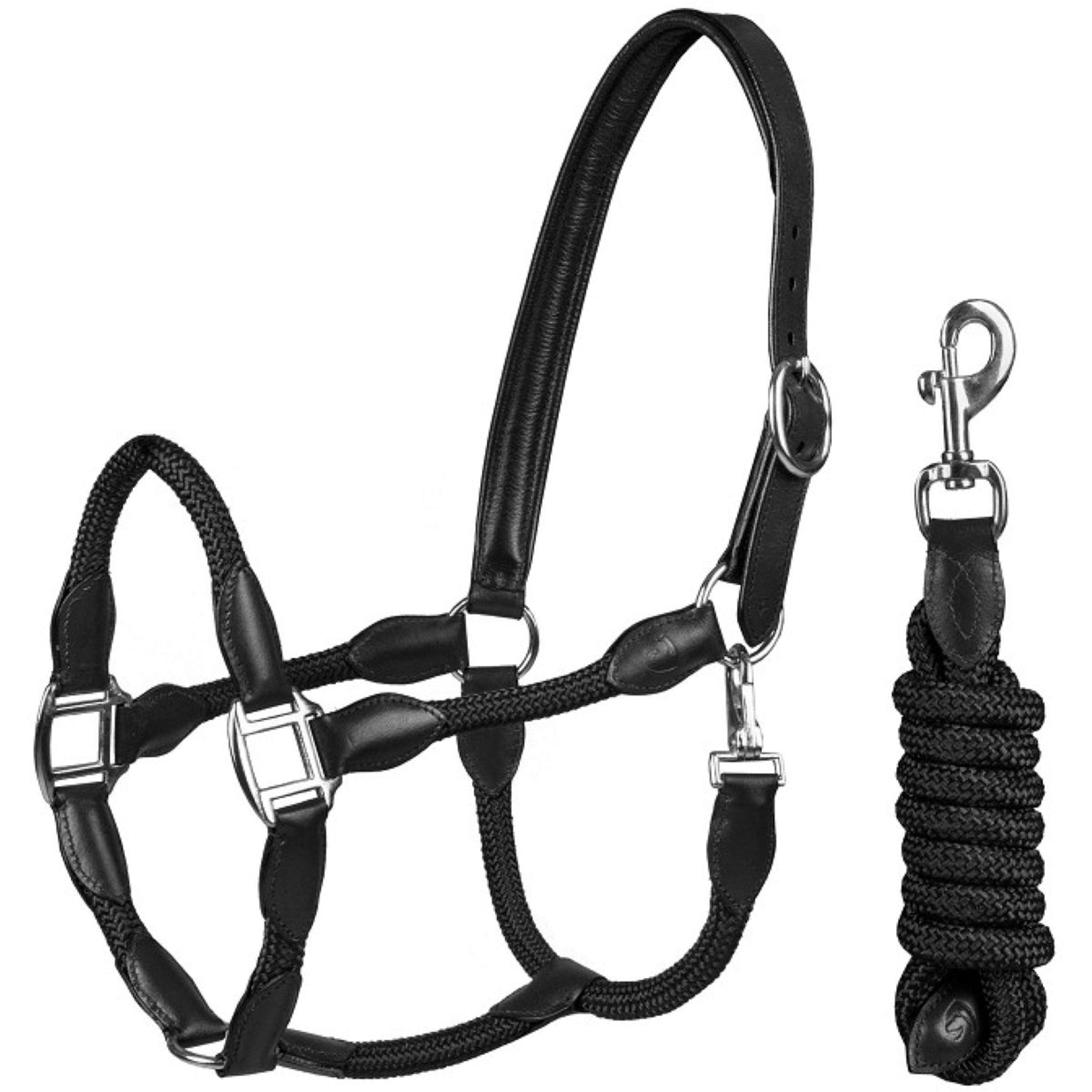HORKA Halter Set Leather with rope Black
