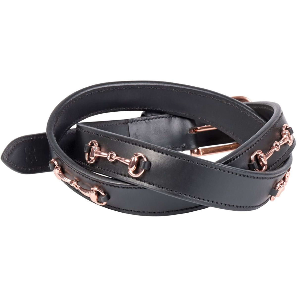 Harry's Horse Belt Bit Leather 2 Black/Rosegold