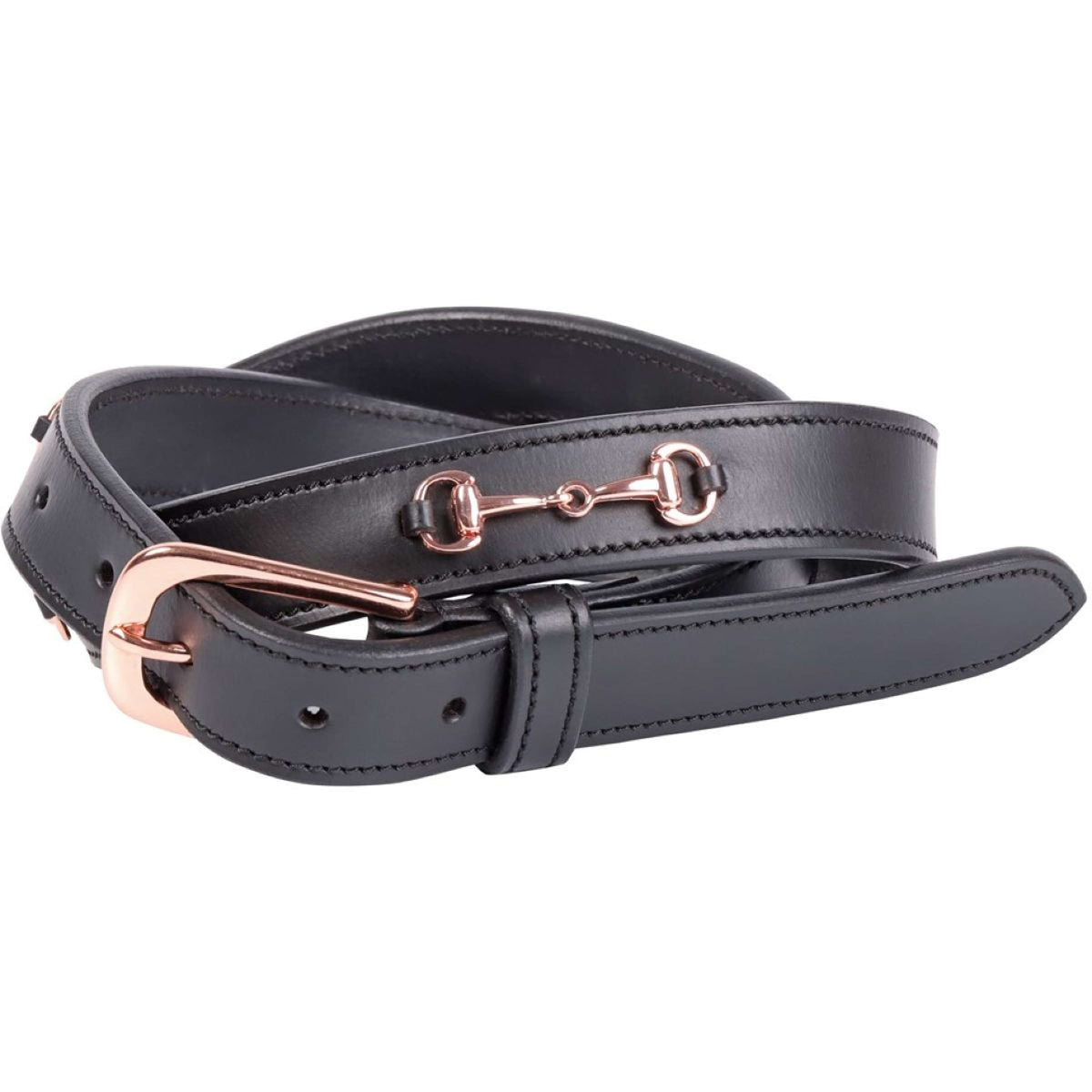 Harry's Horse Belt Bit Leather 2 Black/Rosegold