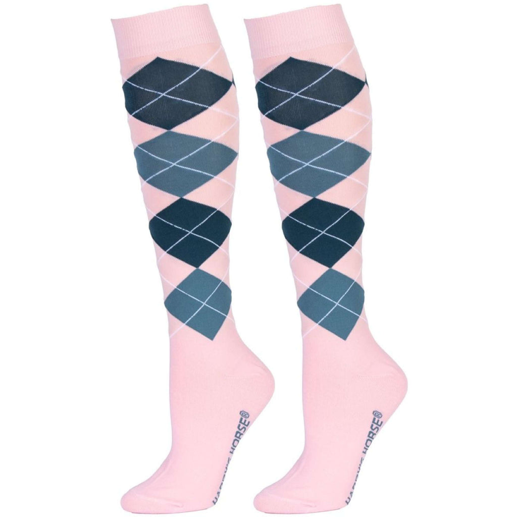 Harry's Horse Socks Check Pink Dolphin