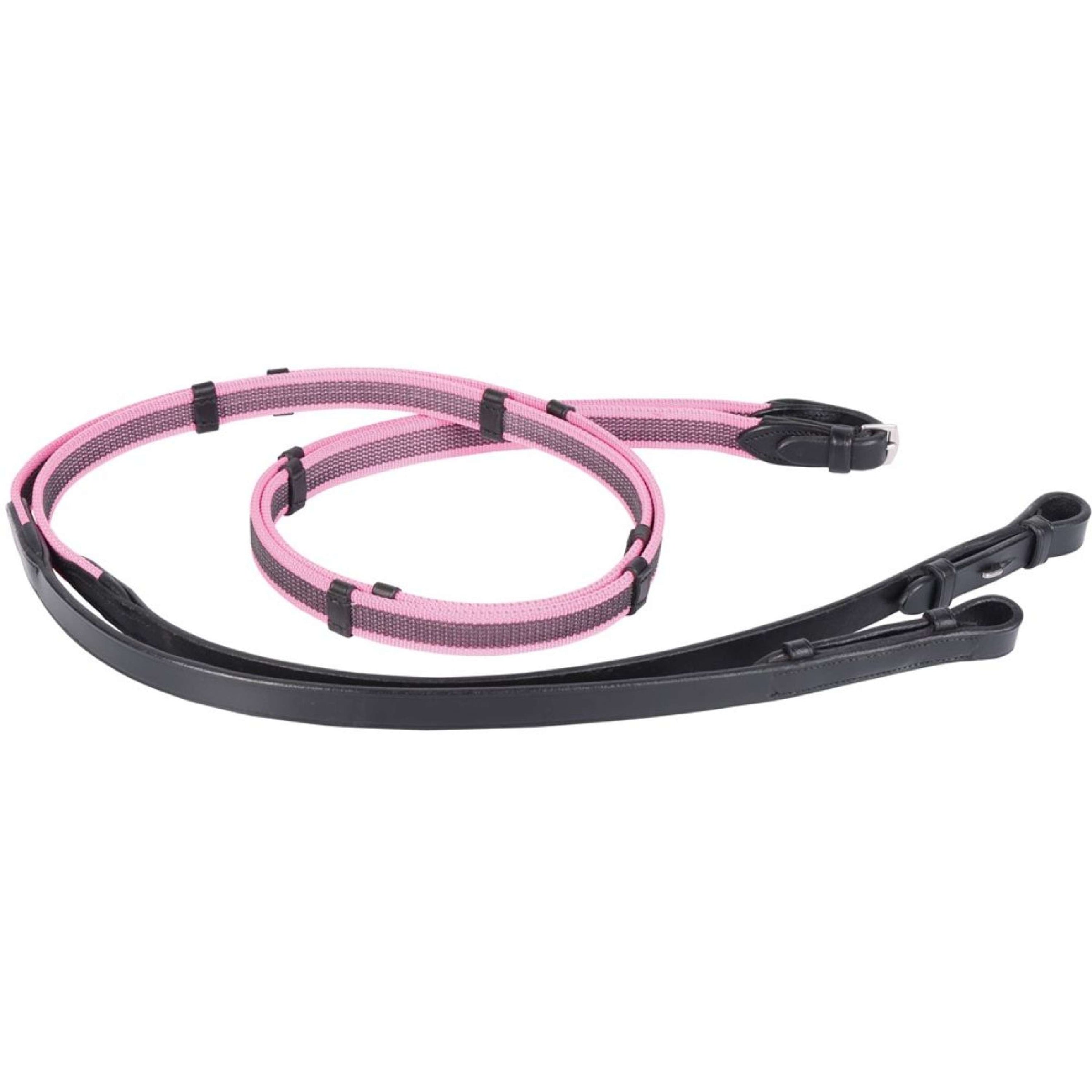 Harry's Horse Reins Supergrip with Stoppers Pink