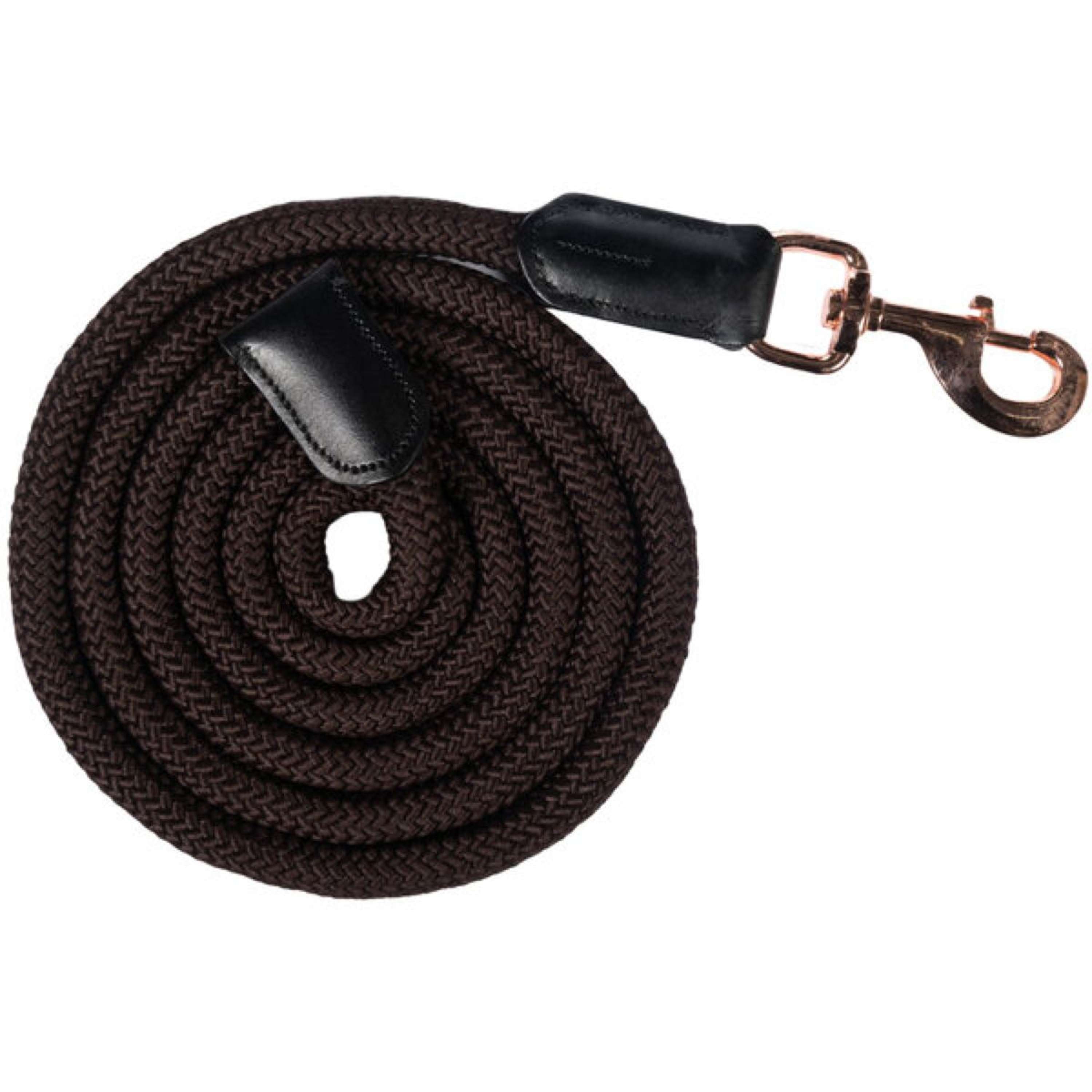HKM Lead Rope Rosegold Glamour Musketon Hook Brown/Rosegold