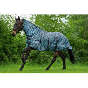 HKM Fly Rug Zebra with a Hood Aqua