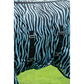 HKM Fly Rug Zebra Aqua with a Hood Lemon/Black