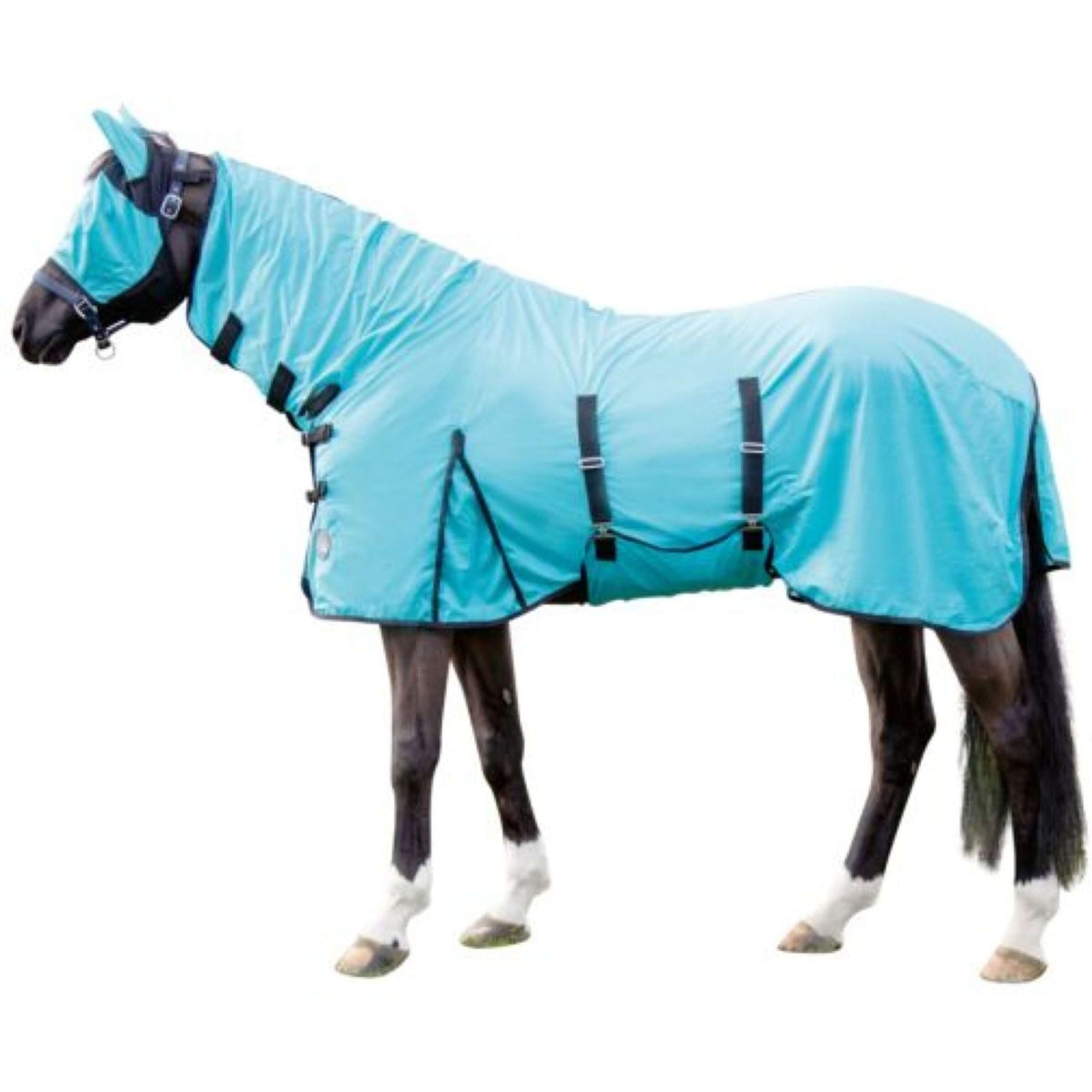 HKM Fly Rug Aqua with a Hood Lemon