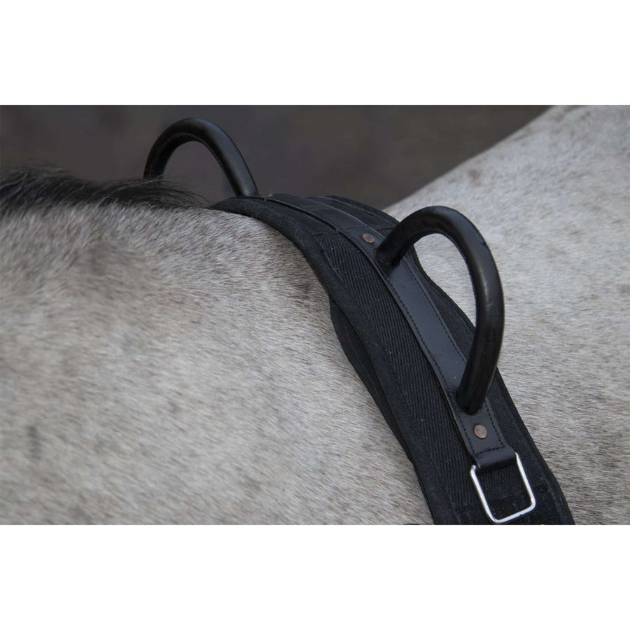 HKM Lunging Girth Canvas Whiteh Double Handgriff Black