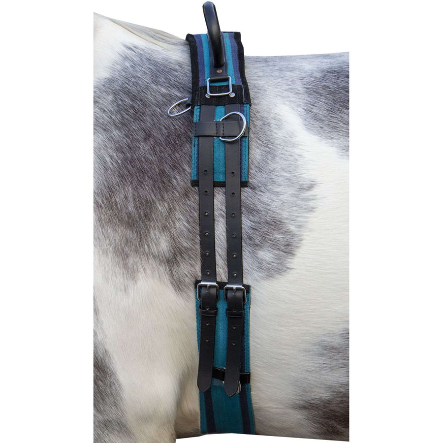 HKM Lunging Girth Canvas Whiteh Double Handgriff Navy