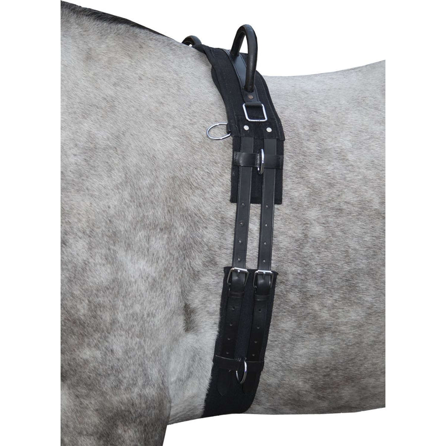 HKM Lunging Girth Canvas Whiteh Double Handgriff Black