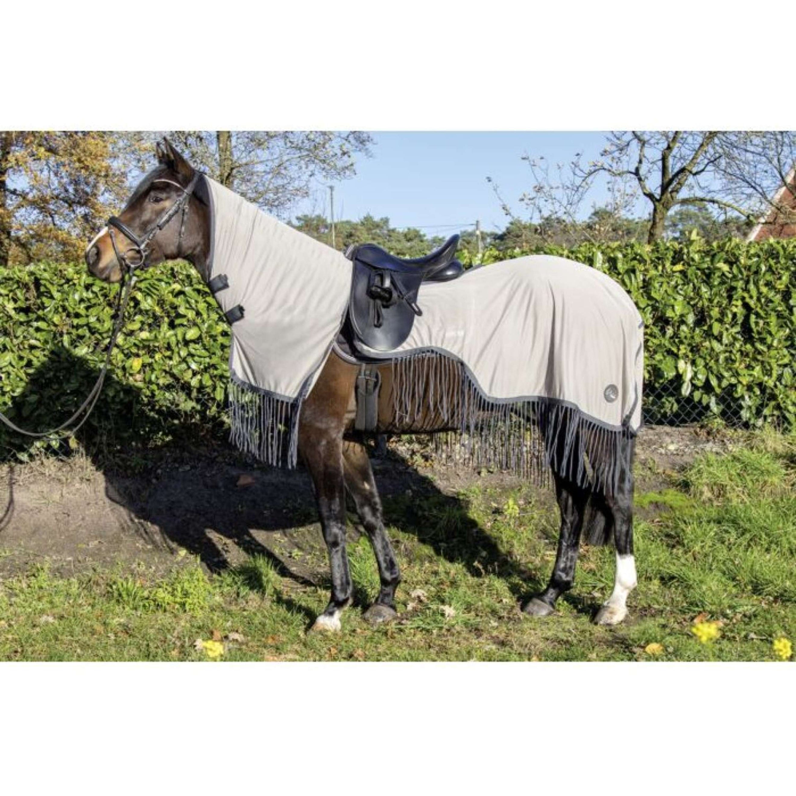 HKM Anti-Fly Exercize Rug Fringes Removable Neck Silver/Grey HKM Anti-Fly Exercize Rug Fringes Removable Neck Silver/Grey