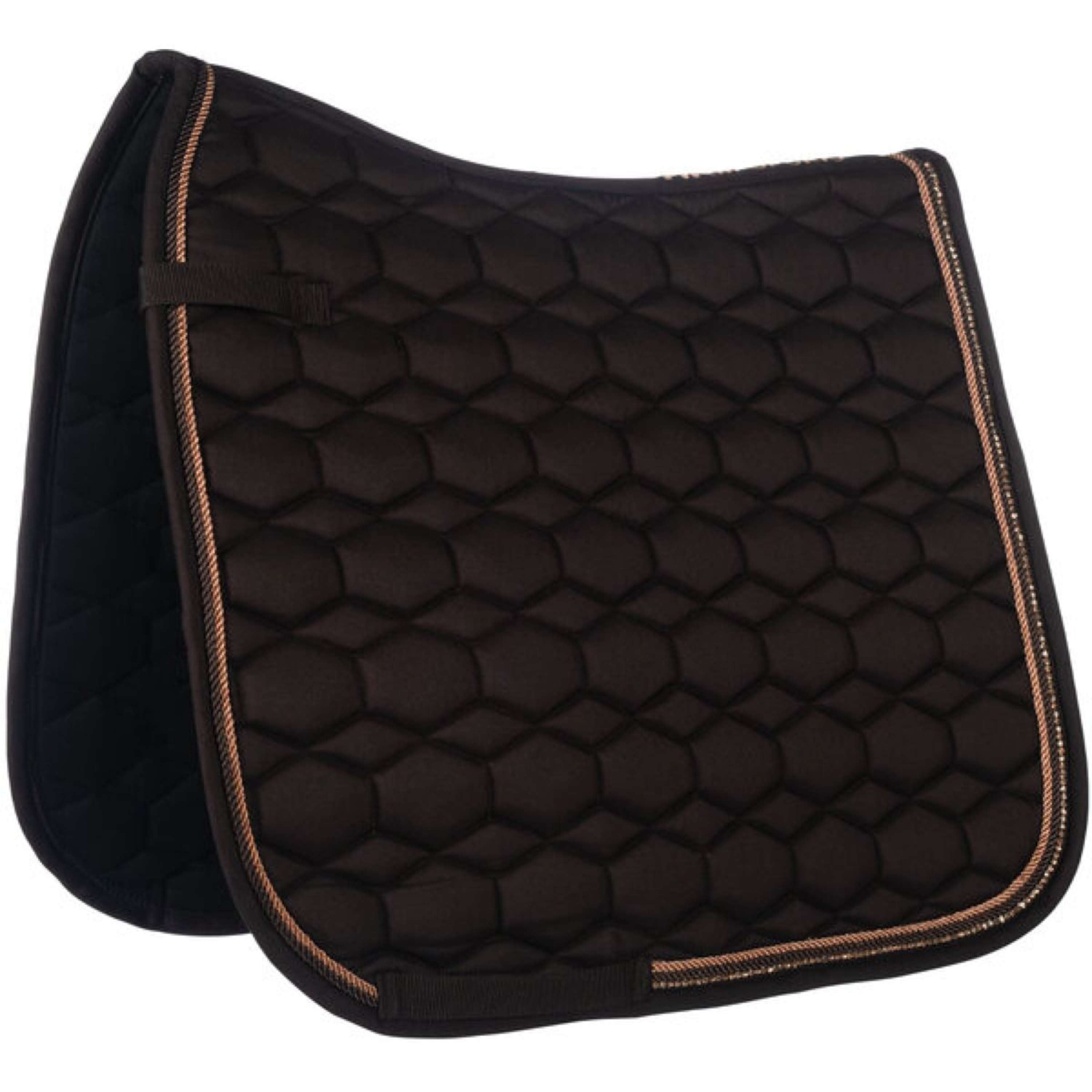 HKM Saddlepad Rosegold Glamour Dressage Brown/Rosegold
