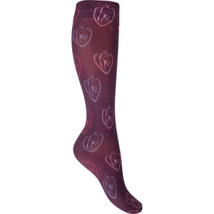 HKM Riding Socks Amelie Horses WineRed