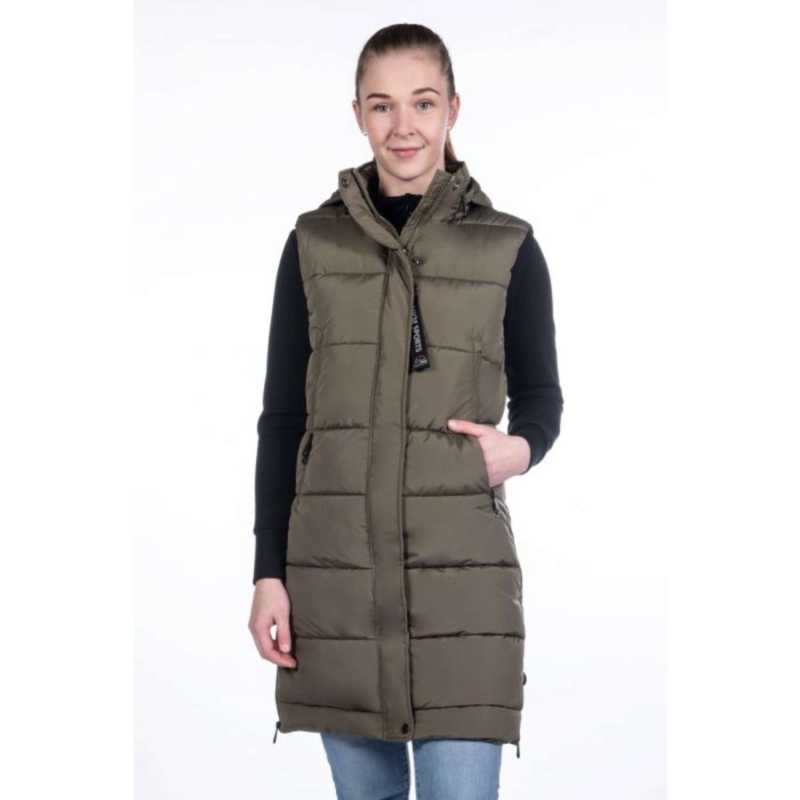 HKM Long Bodywarmer Misty Khaki