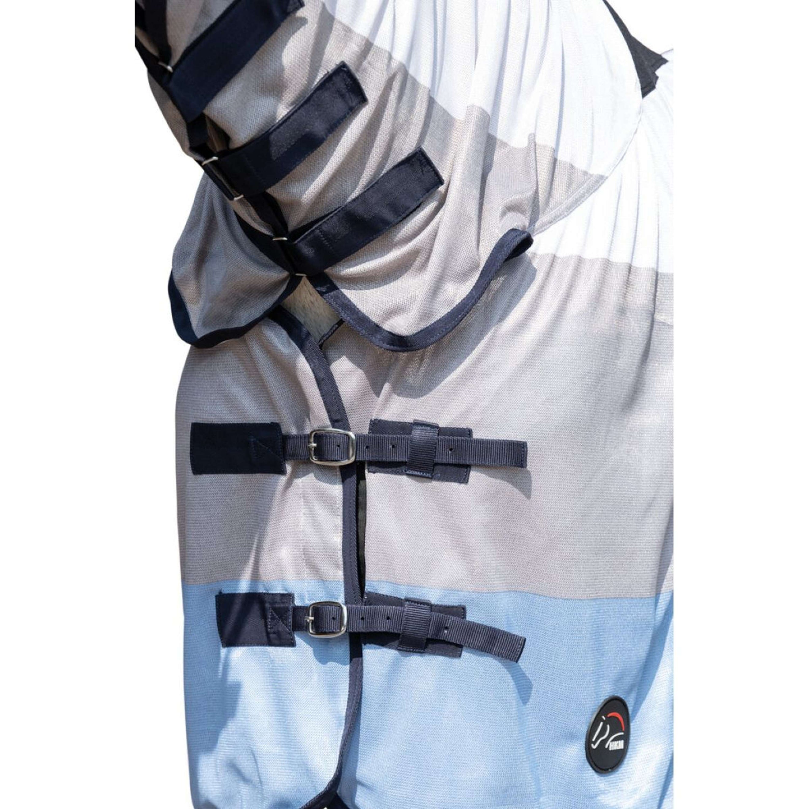 HKM Fly Rug Strong with a Hood Blue/White/Grey