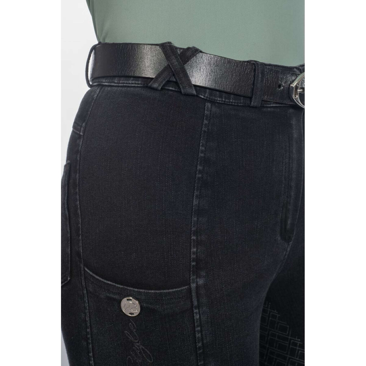 HKM Breeches Harbour Island Denim Full Grip Black