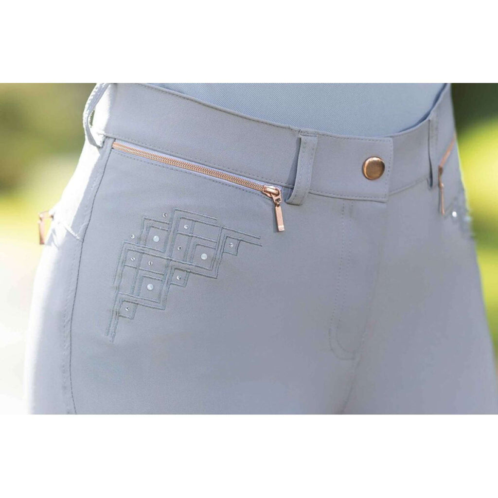 HKM Breeches Rosegold Sparkle Full Grip Gray/Rose Gold