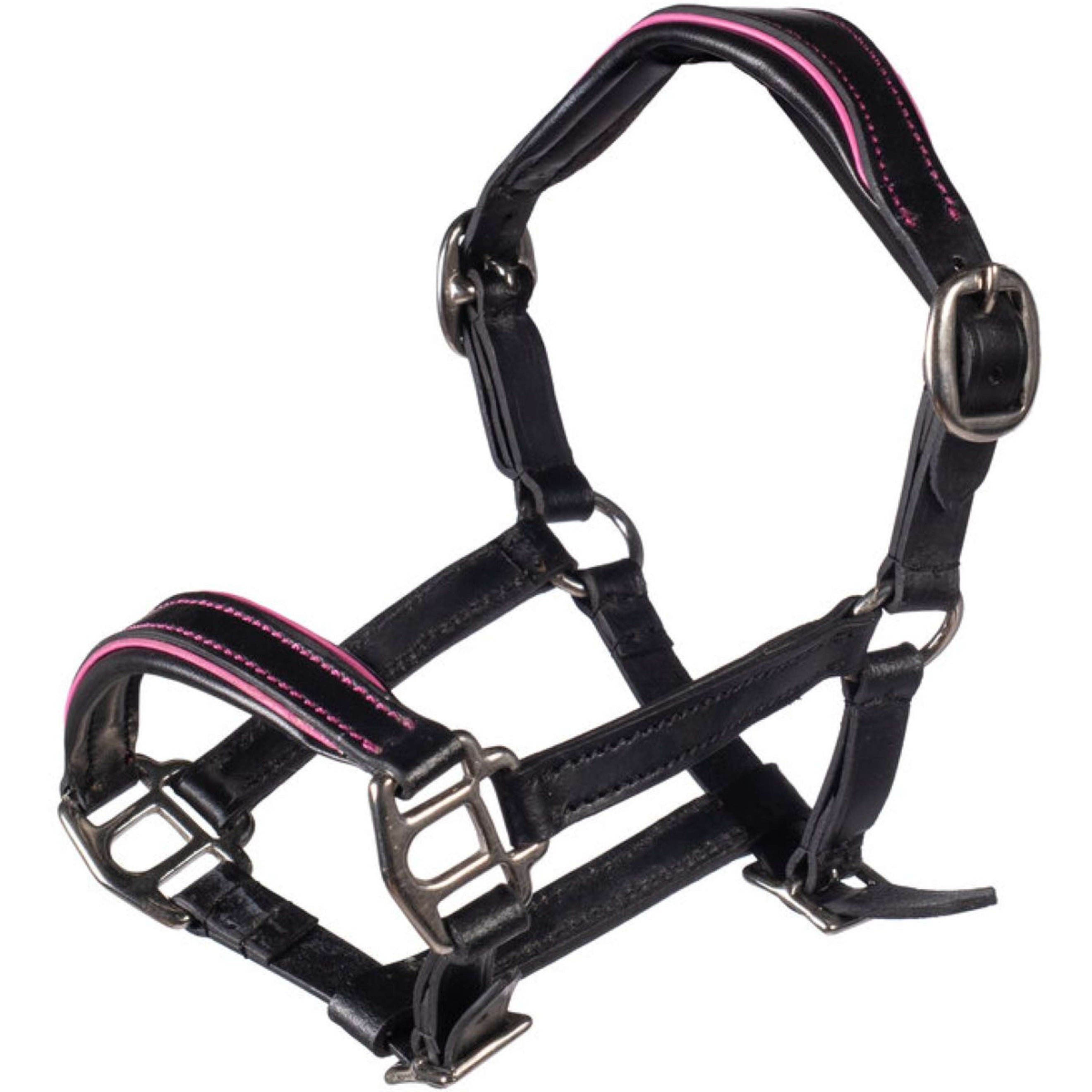 HKM Leather Halter Hobby Horsing Black/Pink