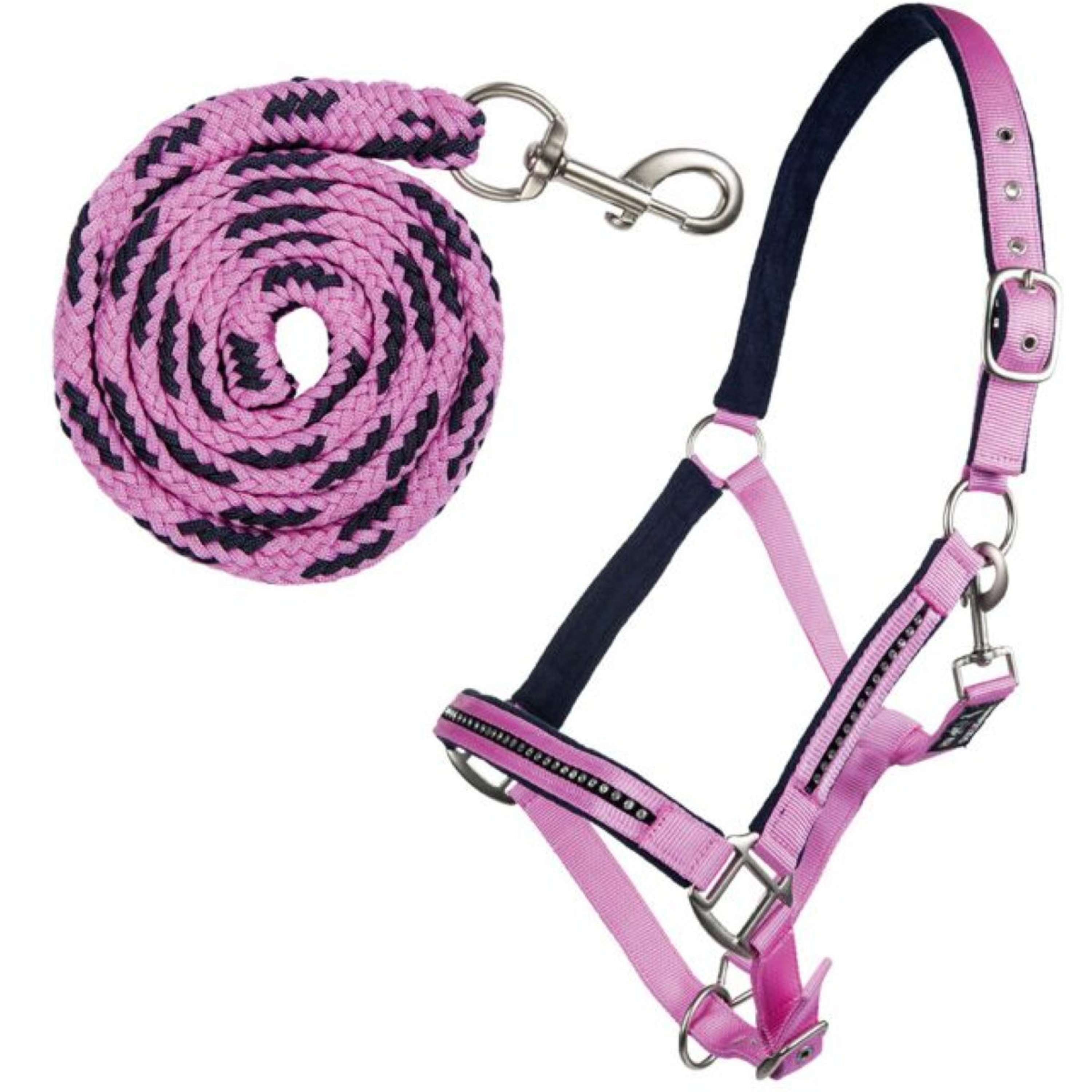 HKM Halter Set Crys. Soft Paded Pink/Dark Blue