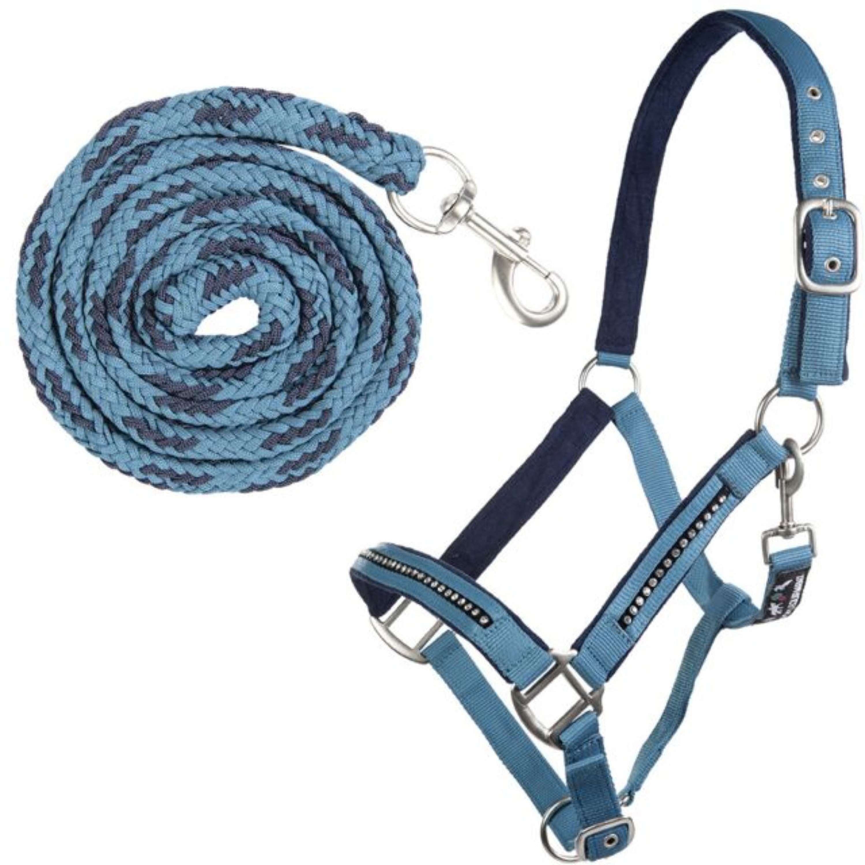 HKM Halter Set Crys. Soft Paded Petrol/navy