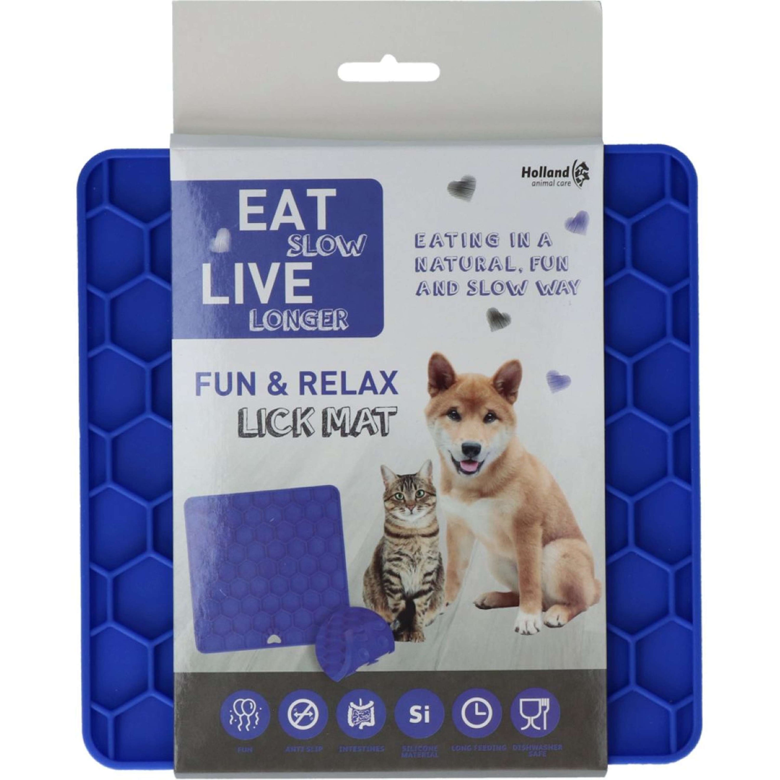 Eat Slow Live Longer Lick Mat Relax Blue