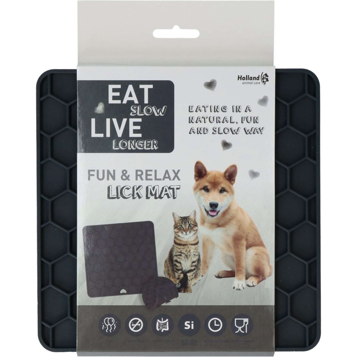 Eat Slow Live Longer Lick Mat Relax Grey