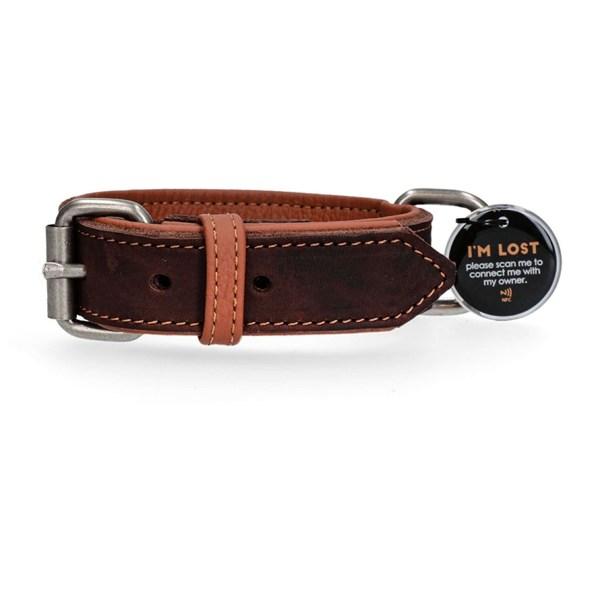 Spotted Pro! Dog Collar Leather Brown