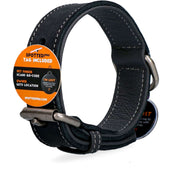 Spotted Pro! Dog Collar Leather Black