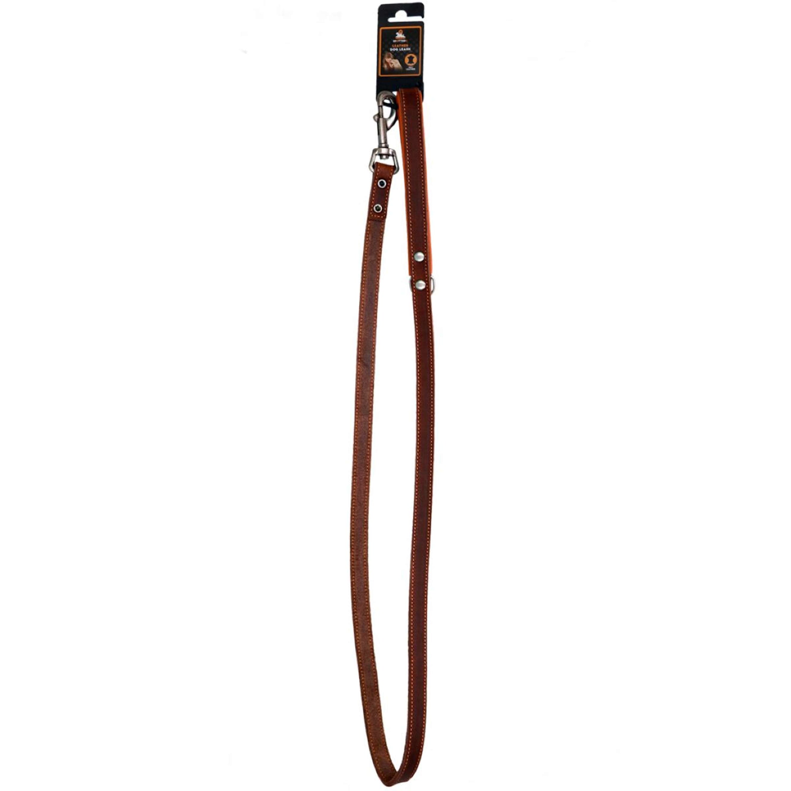 Spotted Pro! Dog Leash Leather Brown