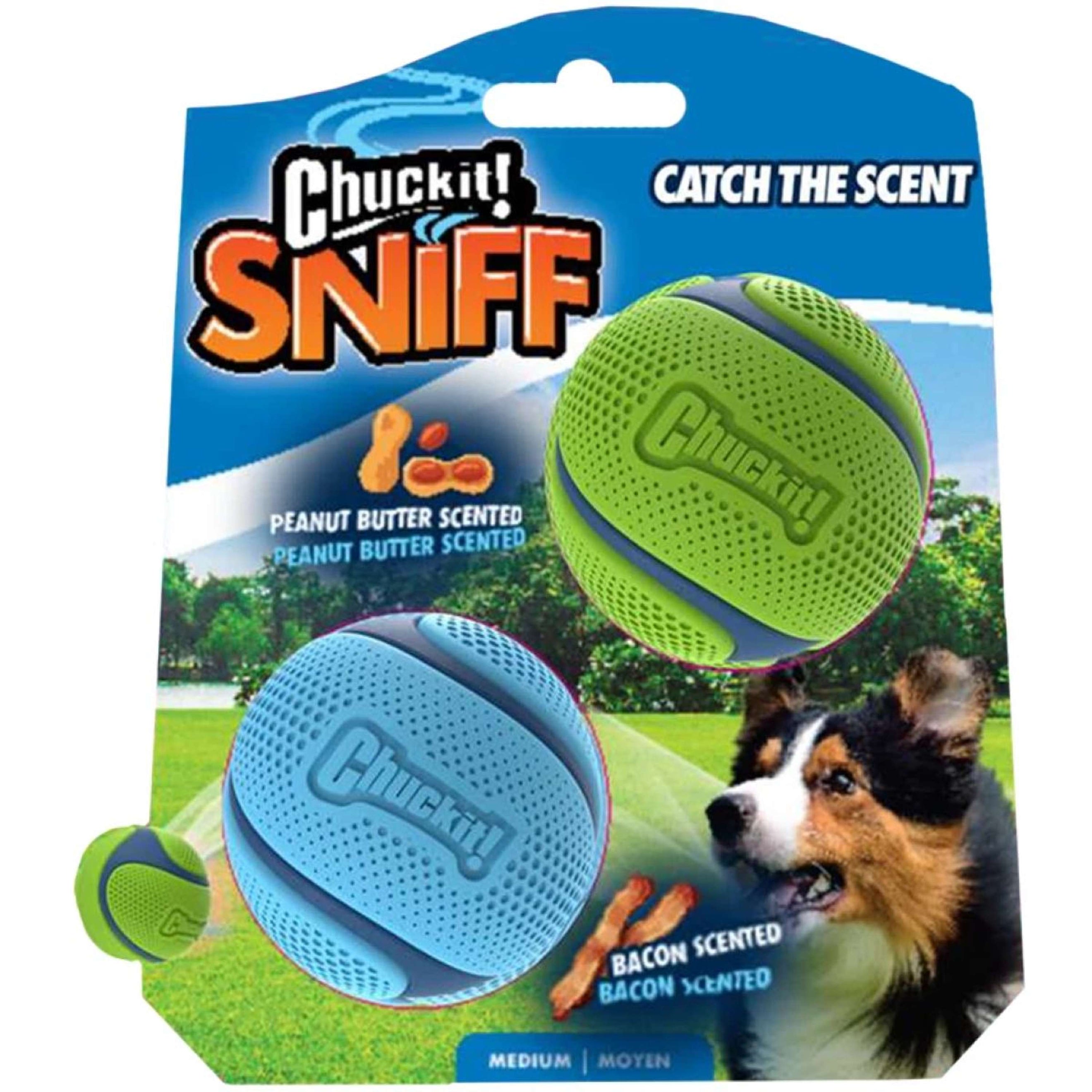 Chuckit Ball Sniff 2-pack Bacon end Peanut Butter