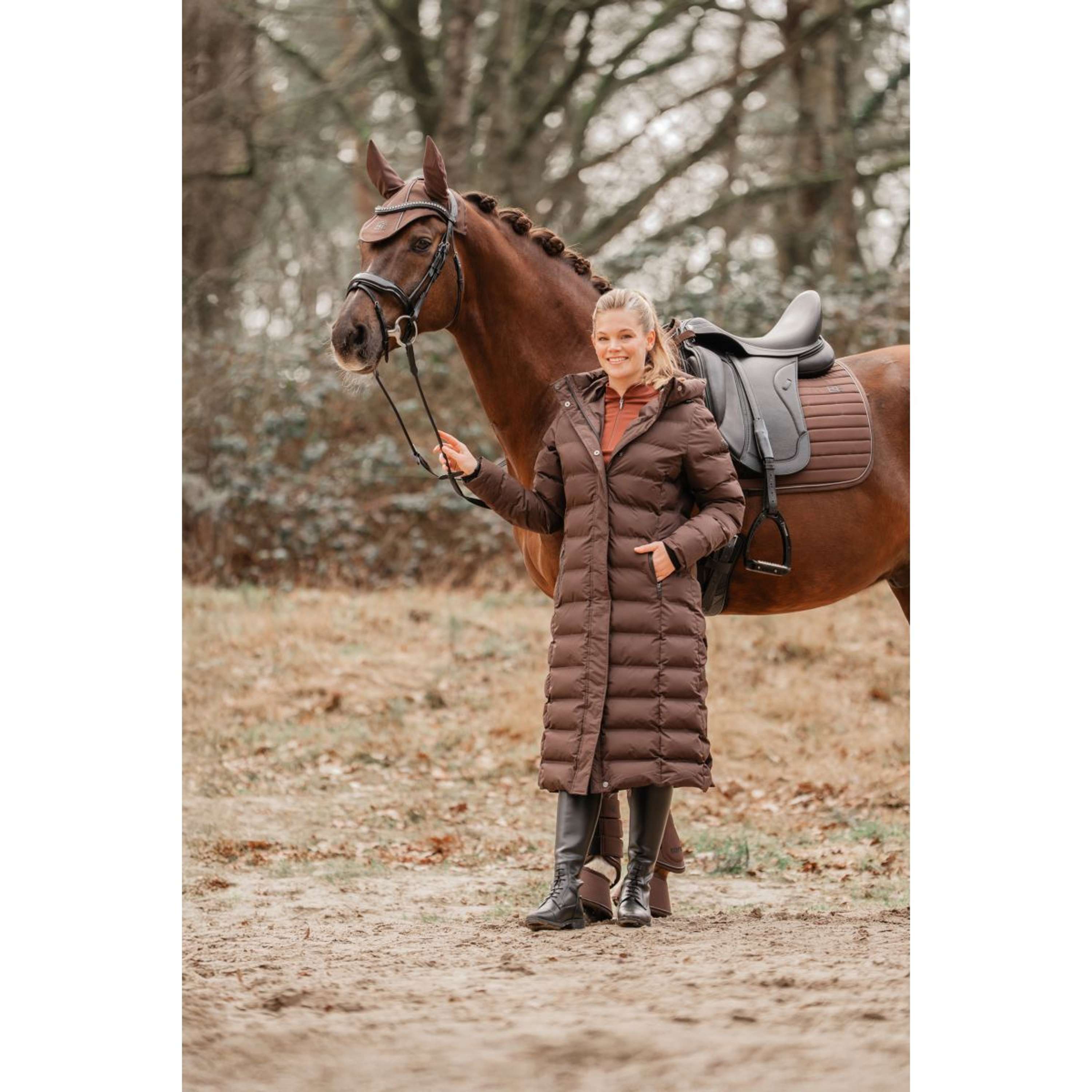 EQPRO Long Puffer Coat Eloise Chocolate