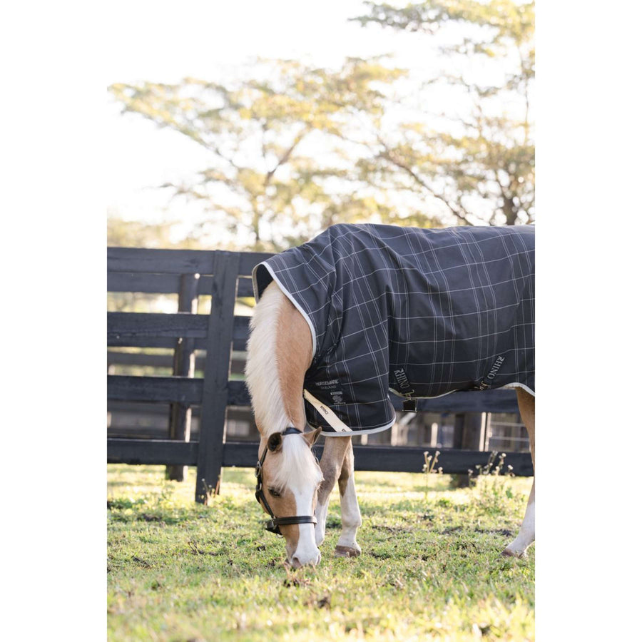 Rhino Wug Pony Turnout 250g Varilayer Black/Grey/White Check/Gray