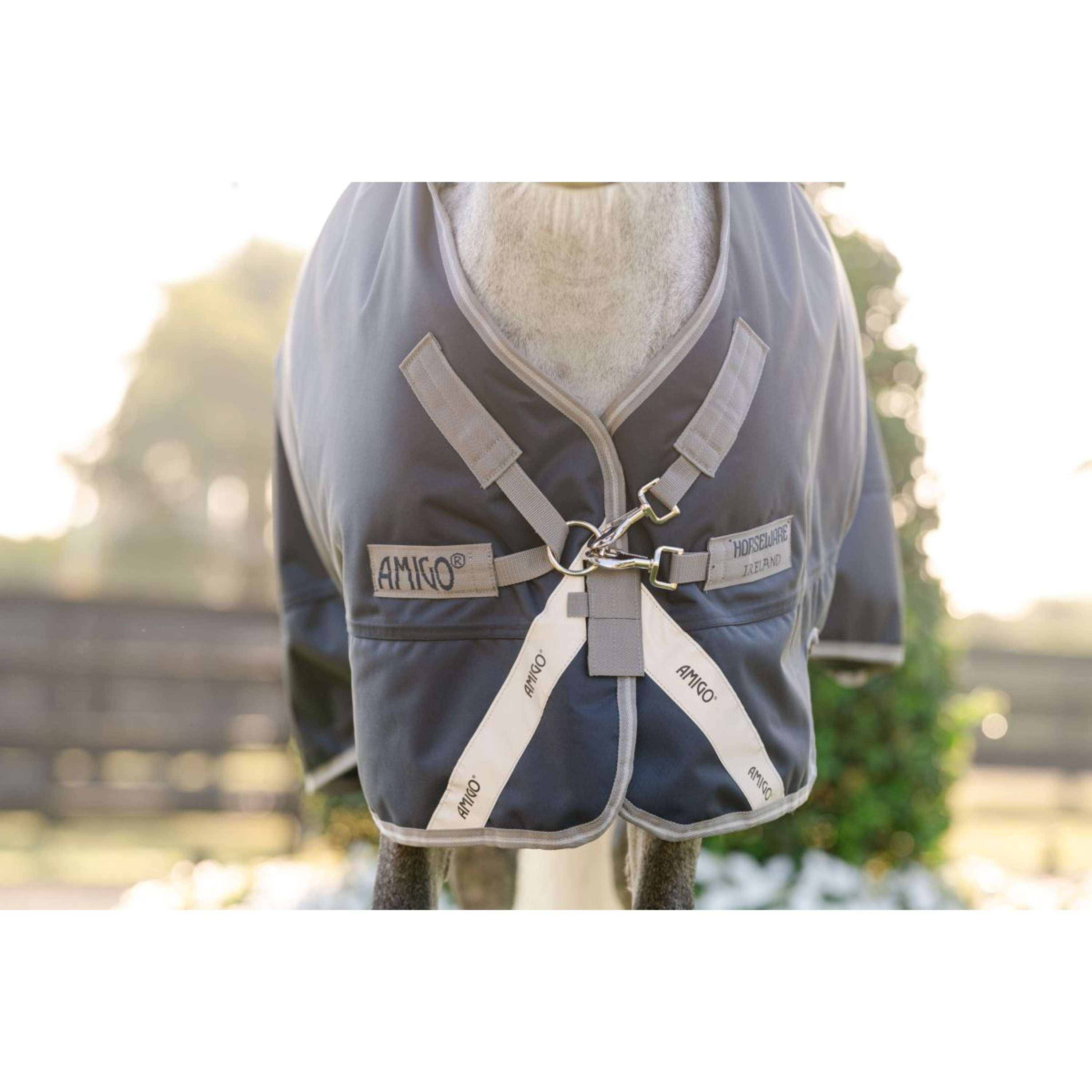 Amigo Turnout Rug 1200D Pony 250g Navy/Titanium Grey/Silver