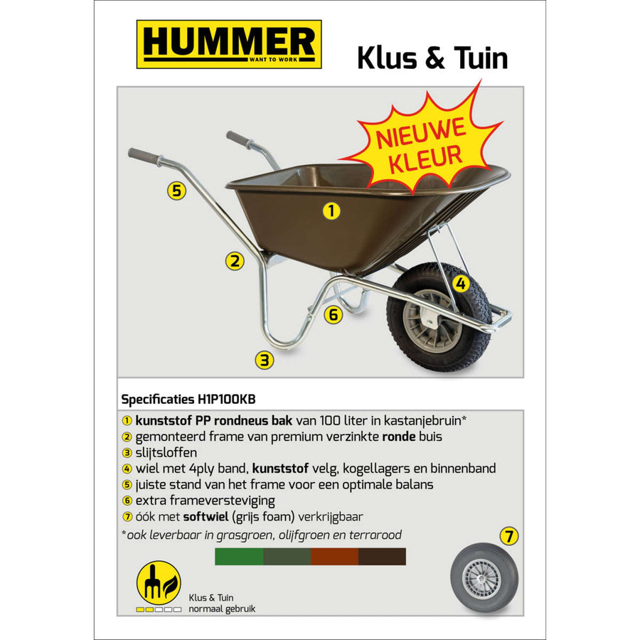 Hummer Wheelbarrow Soft Wheel maroon Brown