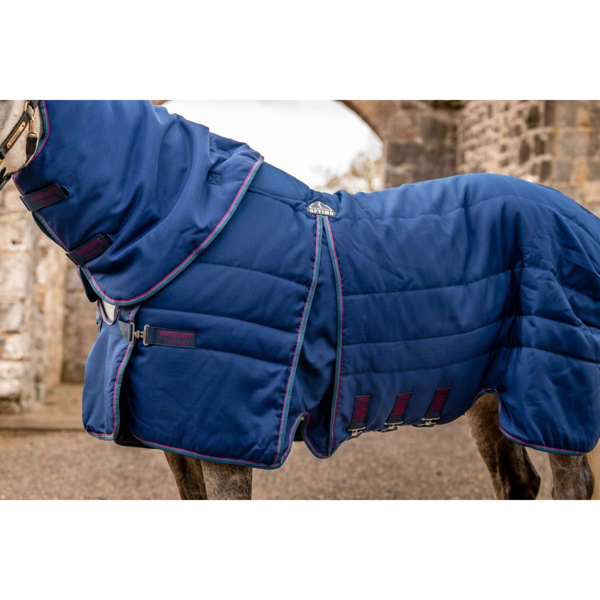 Rambo Stable Rug Optimo Plus 200g Navy/Burgundy/Teal