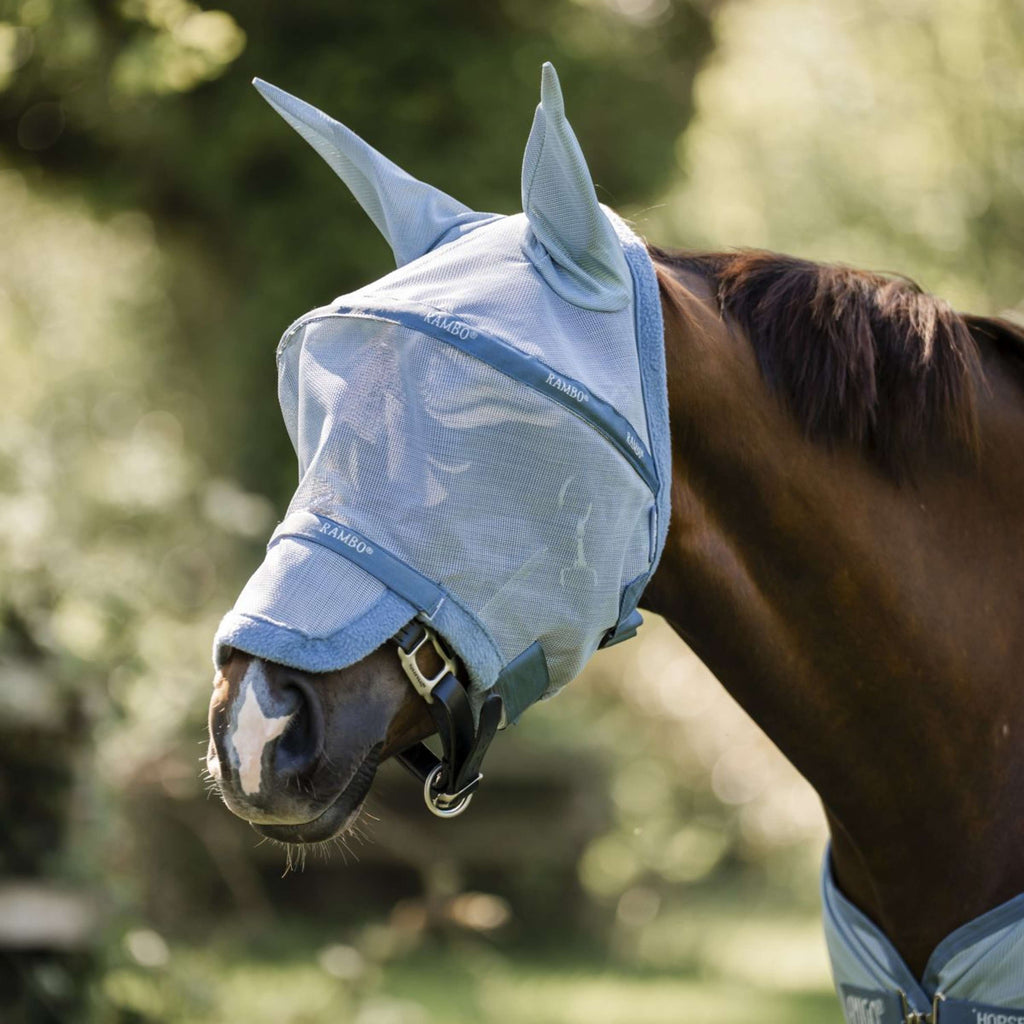 Rambo Fly Mask Heather Blue/Blue/Silver