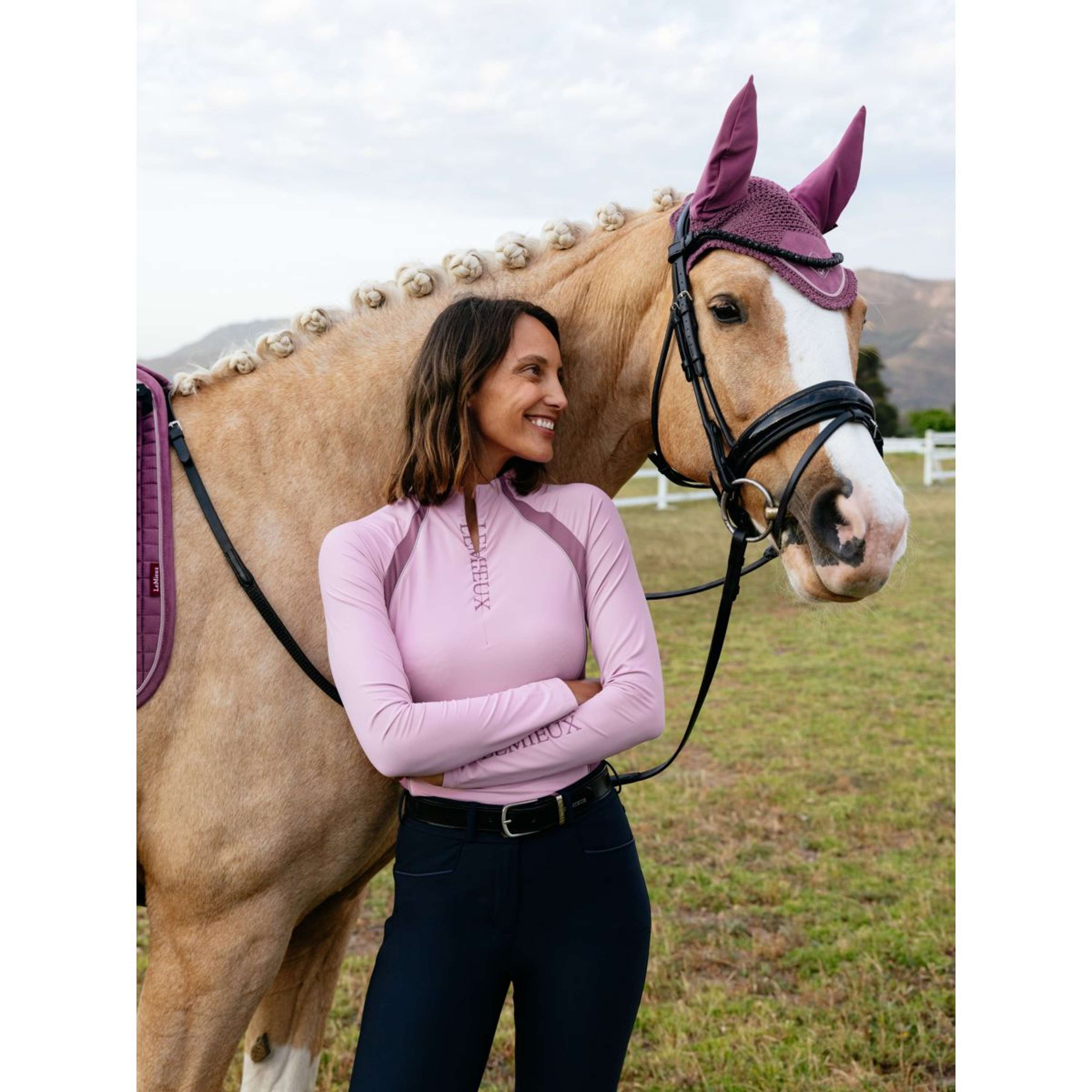 LeMieux Base Layer Philippa Mesh Long Sleeves Fondant