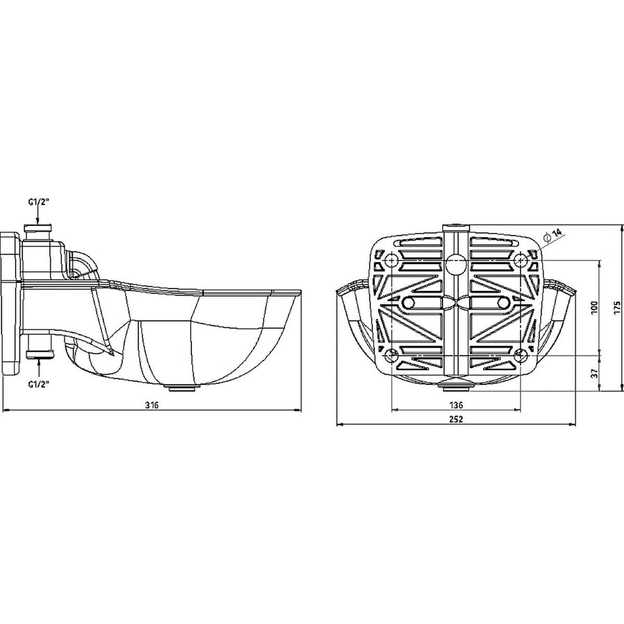 Kerbl Drinking Trough K75 with a Tube Valve