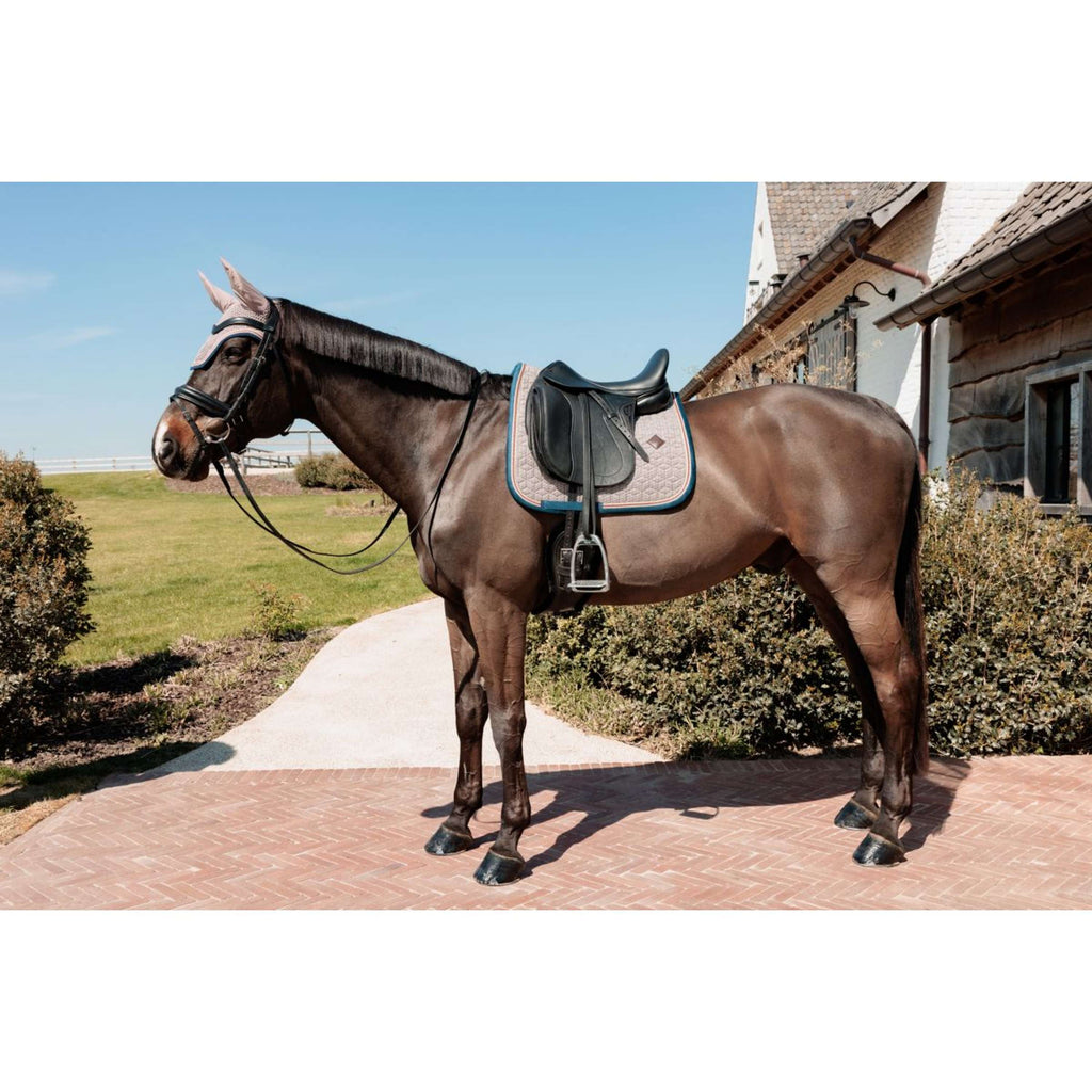 Kentucky Horsewear Ear Bonnet Wellington Pied-de-Poule Bordeaux/Navy