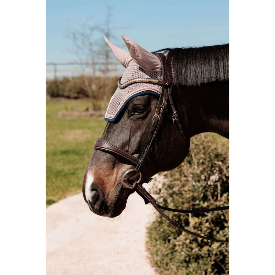 Kentucky Horsewear Ear Bonnet Wellington Pied-de-Poule Bordeaux/Navy