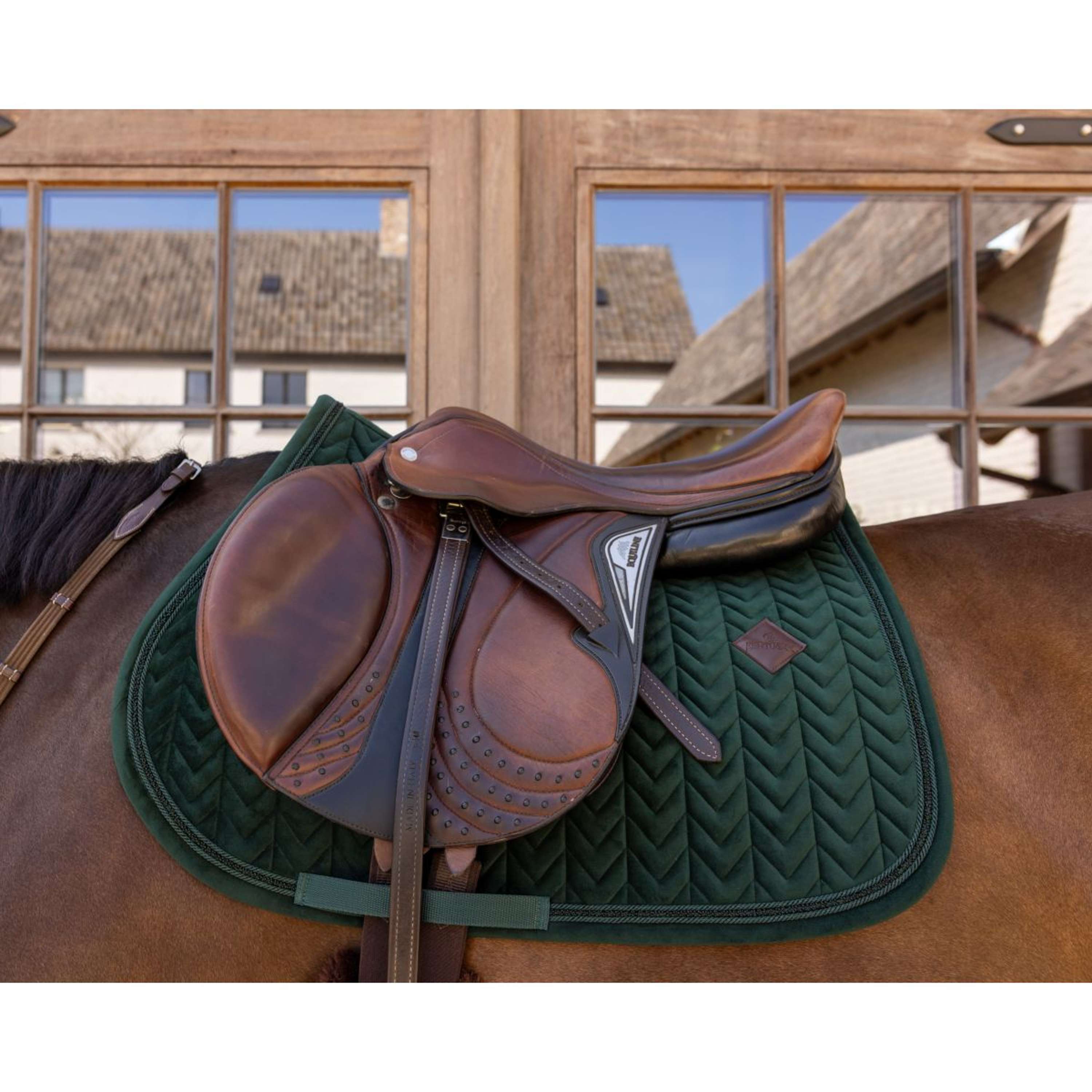 Kentucky Saddlepad Velvet Mini Pearls Jumping Pine Green