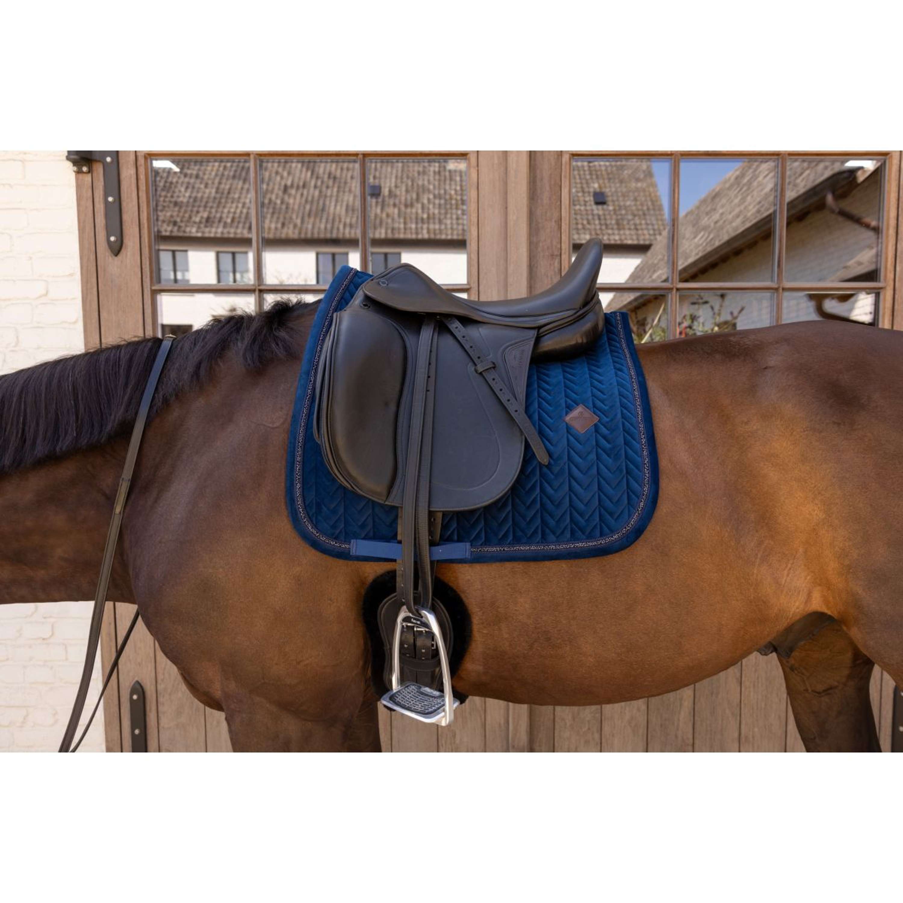 Kentucky Saddlepad Velvet Mini Pearls Dressage Navy