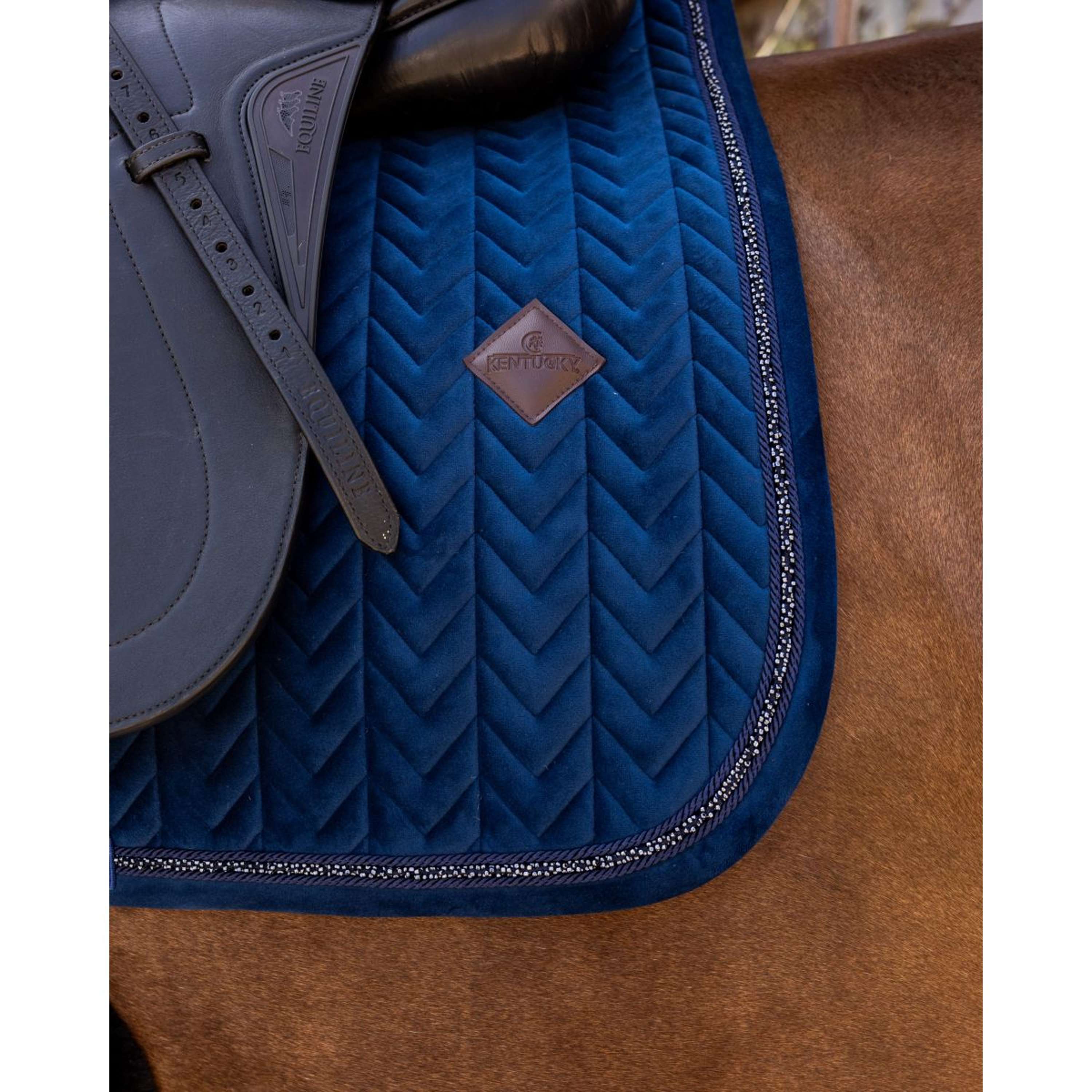 Kentucky Saddlepad Velvet Mini Pearls Dressage Navy