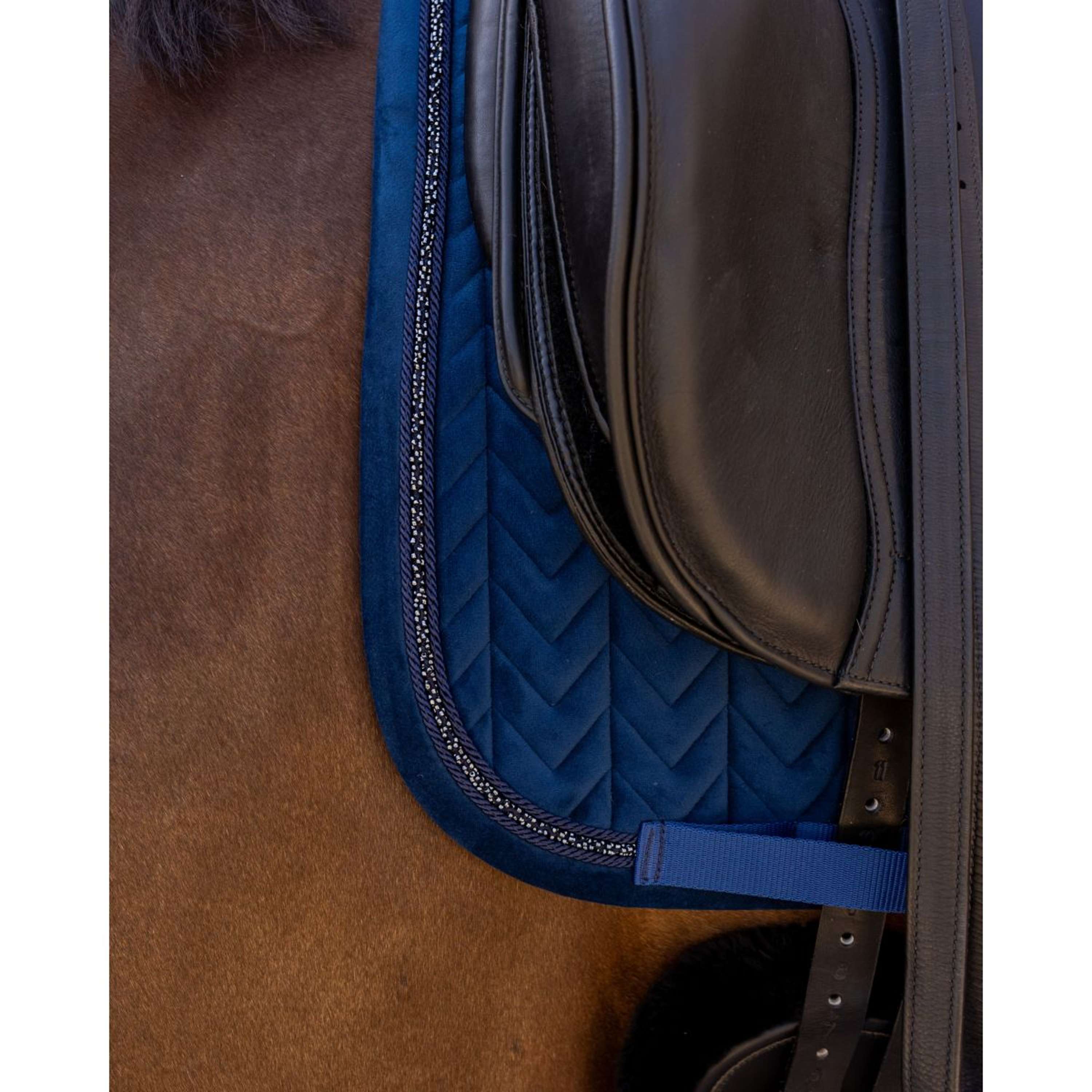Kentucky Saddlepad Velvet Mini Pearls Dressage Navy
