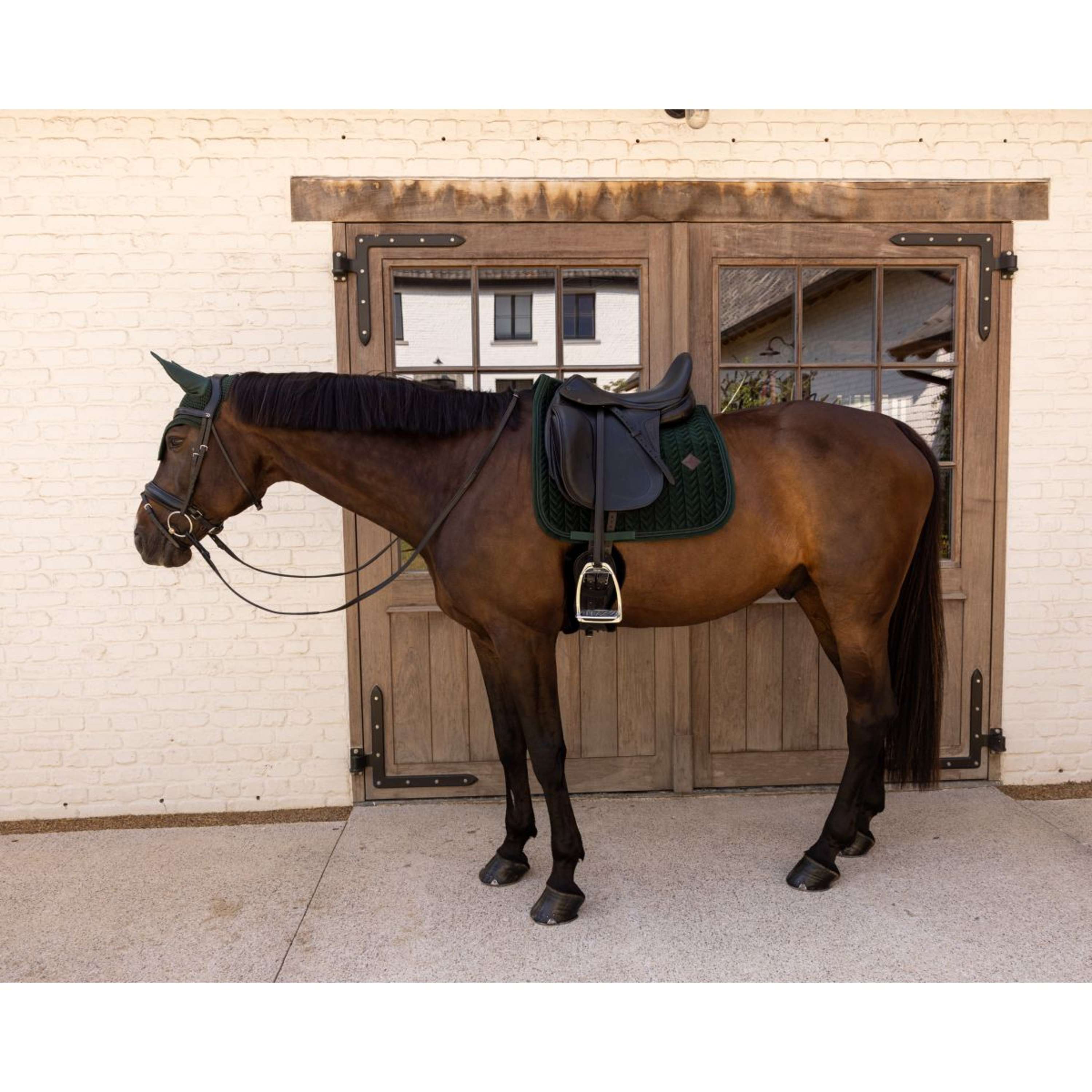 Kentucky Saddlepad Velvet Mini Pearls Dressage Pine Green