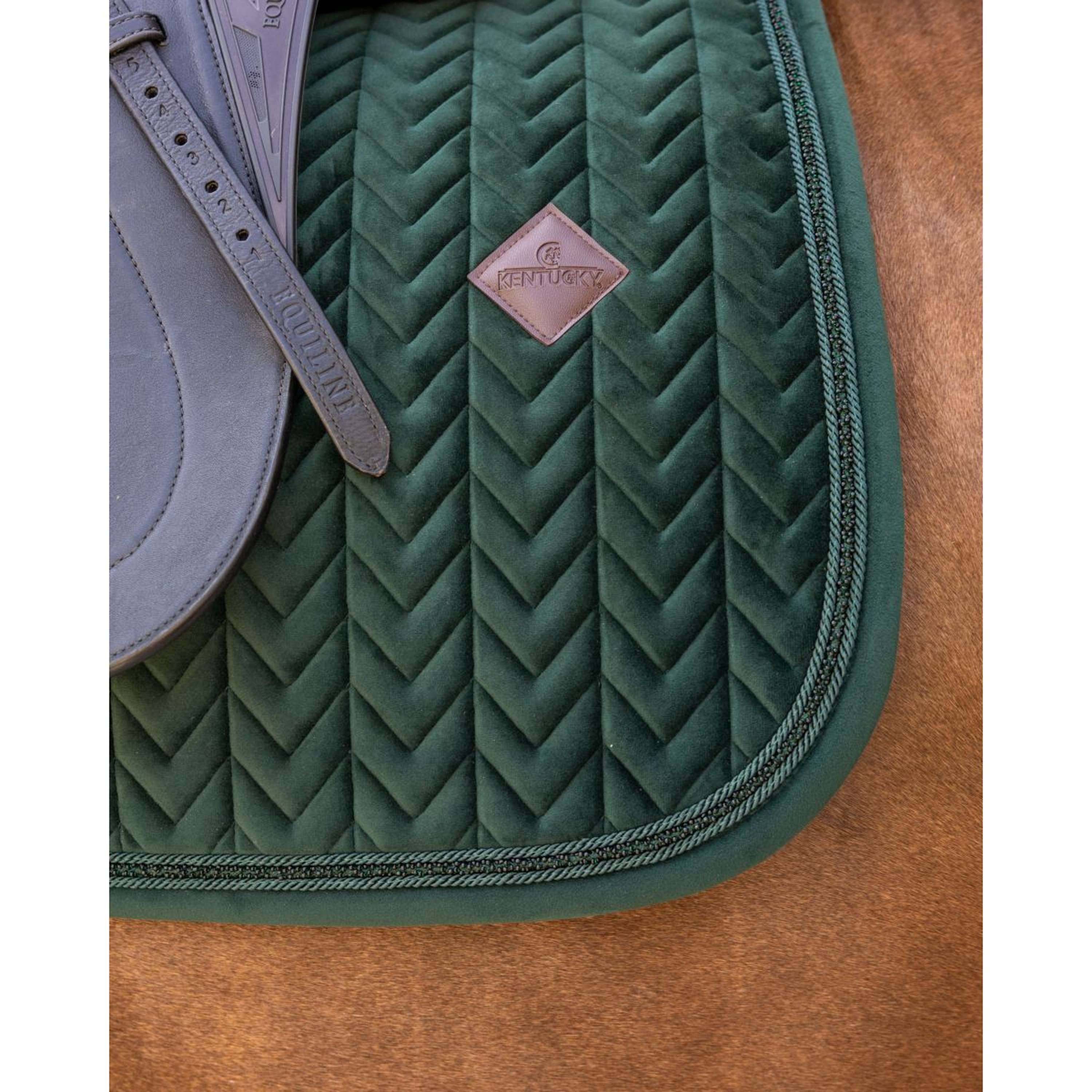 Kentucky Saddlepad Velvet Mini Pearls Dressage Pine Green