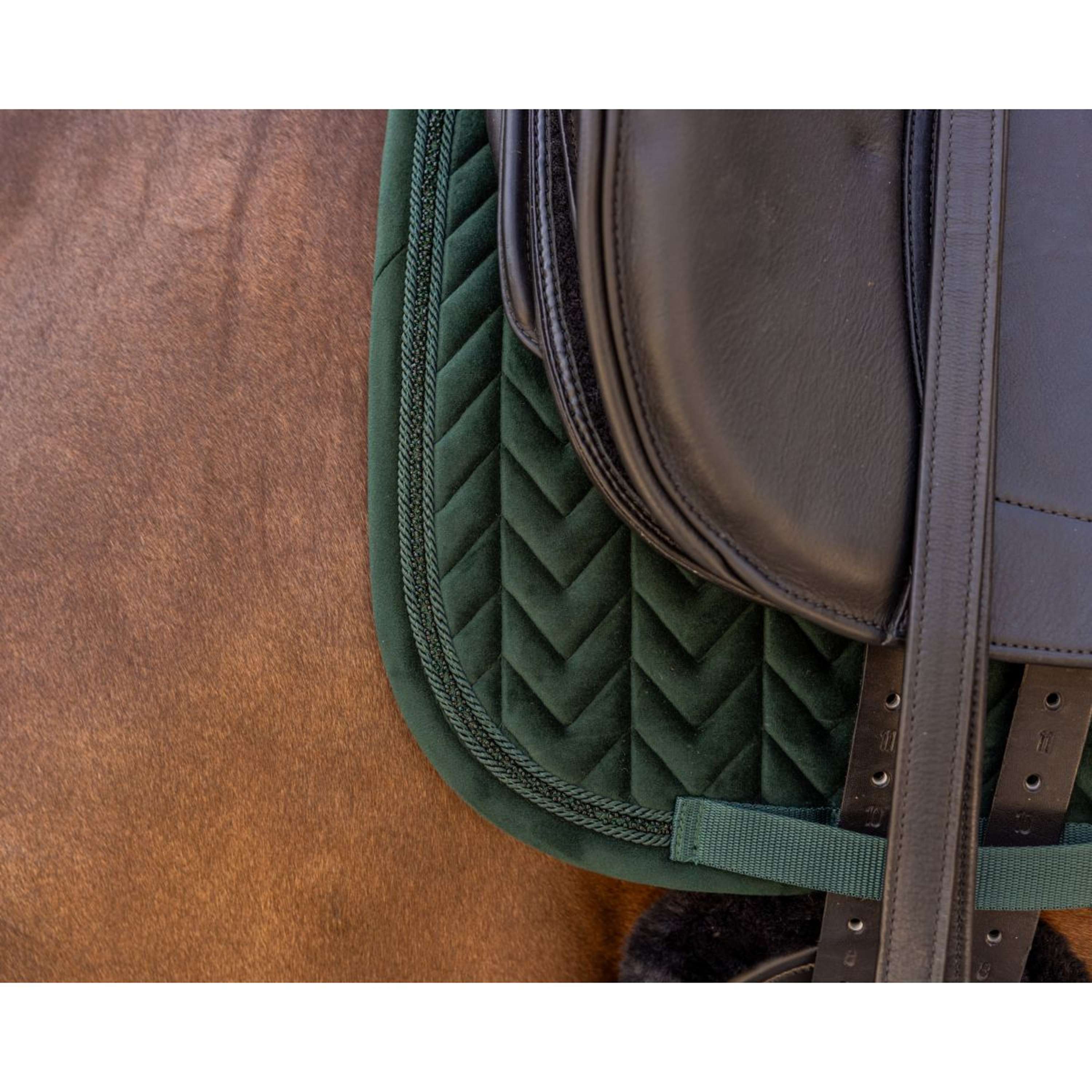 Kentucky Saddlepad Velvet Mini Pearls Dressage Pine Green