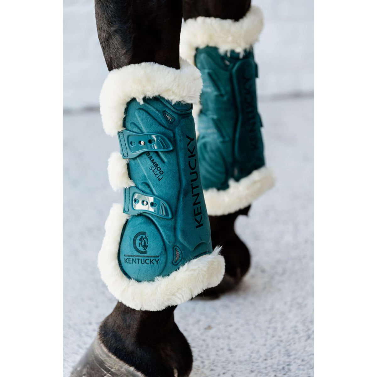 Kentucky Tendon Boots Bamboo Elastic Velvet Vegan Fur Emerald