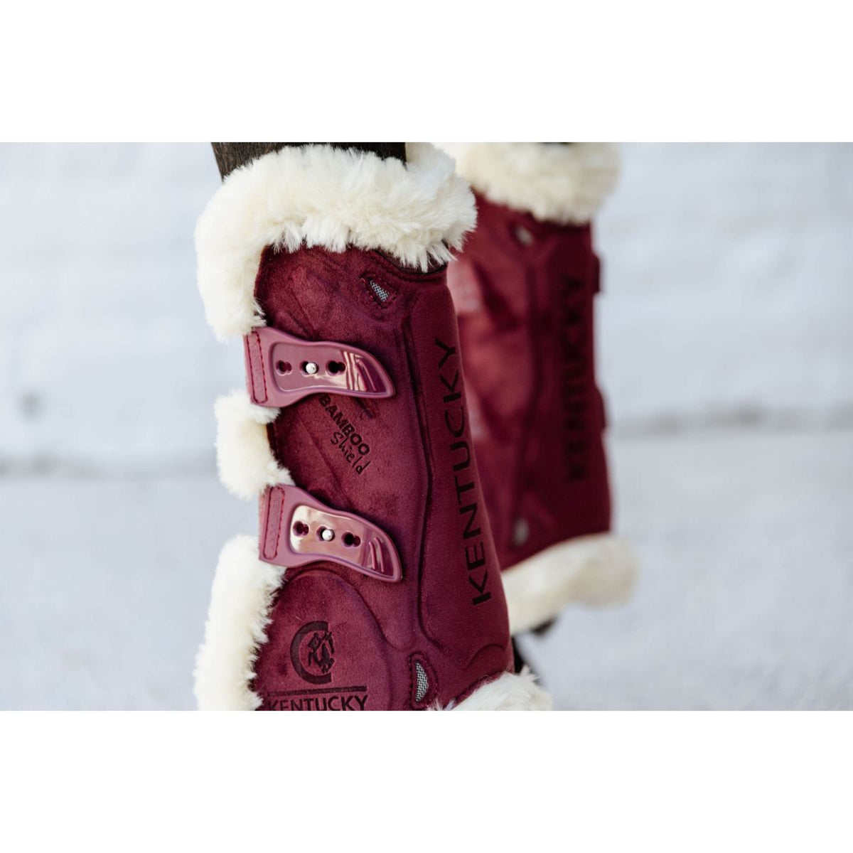 Kentucky Tendon Boots Bamboo Elastic Velvet Vegan Fur Bordeaux