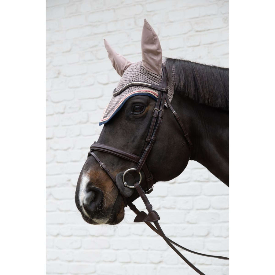 Kentucky Horsewear Ear Bonnet Wellington Pied-de-Poule Bordeaux/Navy