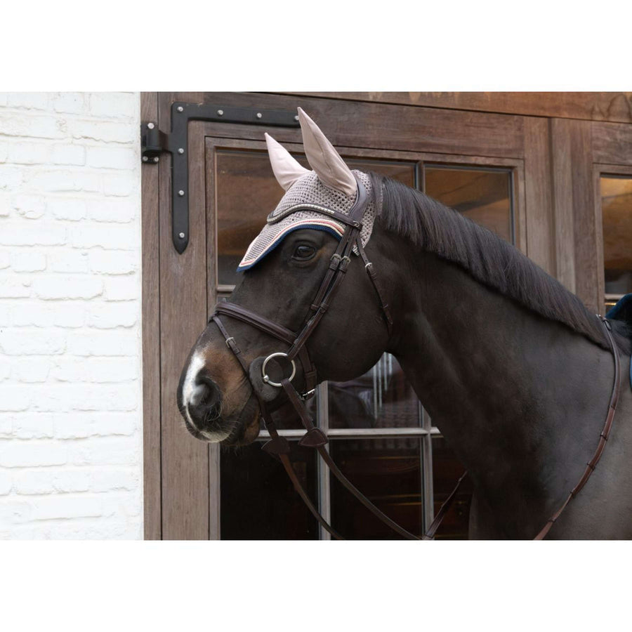 Kentucky Horsewear Ear Bonnet Wellington Pied-de-Poule Bordeaux/Navy