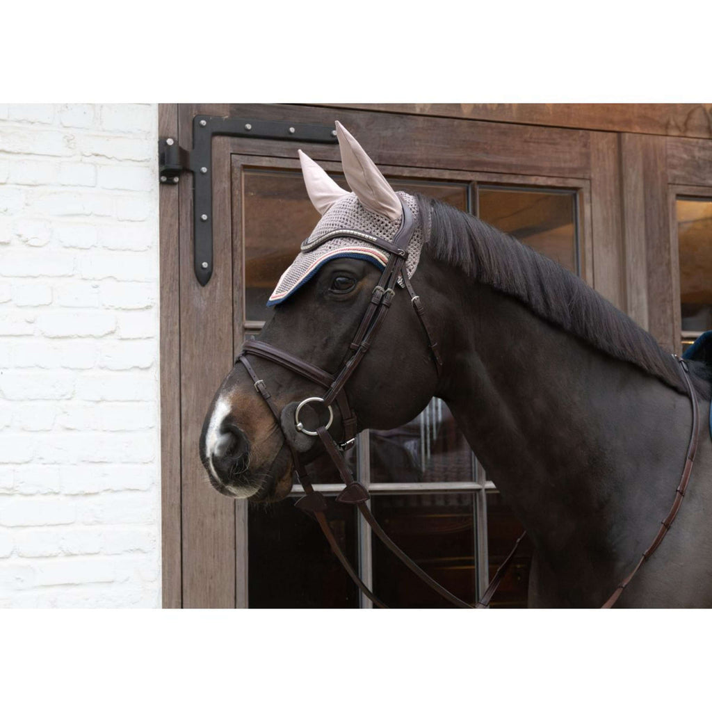Kentucky Horsewear Ear Bonnet Wellington Pied-de-Poule Bordeaux/Navy